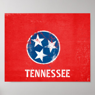 Distressive Tennessee-Flagge Poster