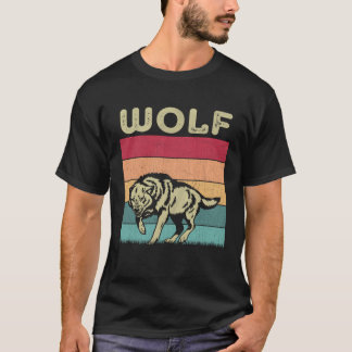 Distressive Wolf Boys Girls Retro Style Wolf T-Shirt