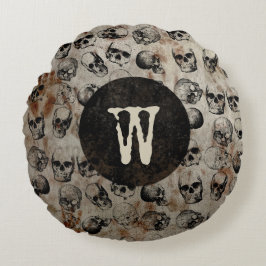 Distressives Halloween-Monogramm Rundes Kissen