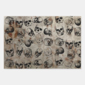 Distressives Halloween Vintag Skulls-Muster Geschenkpapier Set (Vorderseite)
