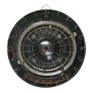 Distressives Vintages Kameraobjektiv Dartscheibe