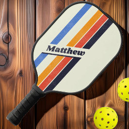 Distrestiert Retro fünf Streifen dunkel mit Namen Pickleball Schläger