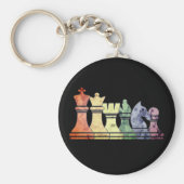 Distrestierte Retro-Schachpartien in einer Regenbo Schlüsselanhänger (Vorne)