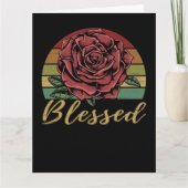 Distrestierte Retro Sunset Rote Rose gesegnet Karte (Vorderseite)