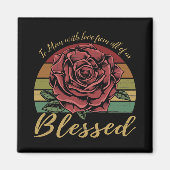 Distrestierte Retro Sunset Rote Rose gesegnet Magnet (Vorne)