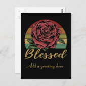 Distrestierte Retro Sunset Rote Rose gesegnet Postkarte (Vorne/Hinten)