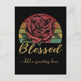 Distrestierte Retro Sunset Rote Rose gesegnet Postkarte