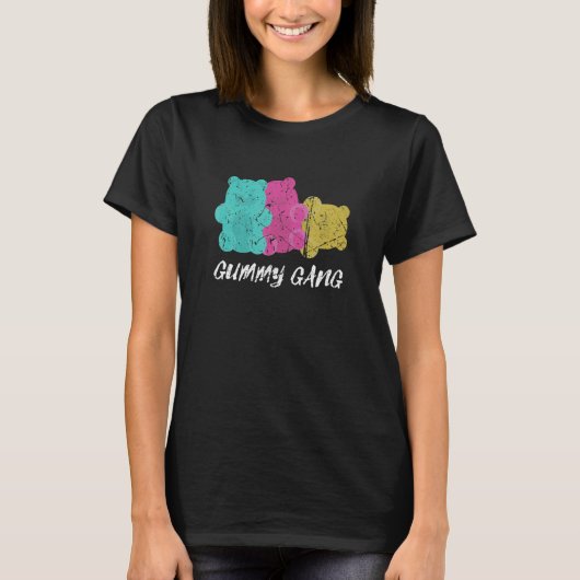 Distrestierter Gummy Gang Sweet Gummies Candy Bär T-Shirt (Vorderseite)