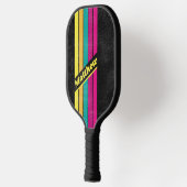 Distrestierter Retro-Streifen dunkler 80er mit Nam Pickleball Schläger (Links)