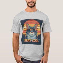 Distrestiertes Retro "Bleibe Cool" Cat T-Shirt - 8