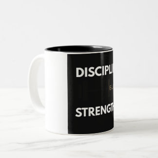 Disziplin baut Kraft Powerlifting-Gym-Motivation Zweifarbige Tasse