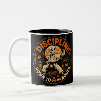Disziplin bis auf die Knochen Halloween Karate Tas Zweifarbige Tasse