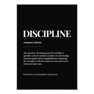 Disziplin-Definitions-Kunstposter – Minimalistisch Fotodruck