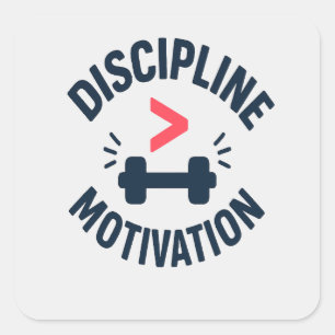 Disziplin größer als Motivation - Fitnessstudio Fi Quadratischer Aufkleber