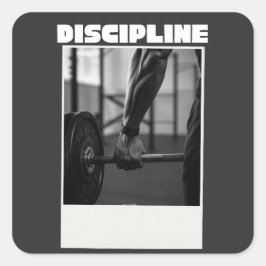 Disziplin In  T-Shirt – Minimalistisches Motiviere Quadratischer Aufkleber