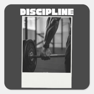 Disziplin In  T-Shirt – Minimalistisches Motiviere Quadratischer Aufkleber