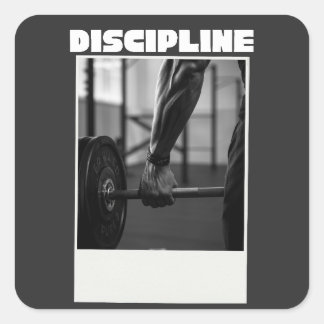 Disziplin In  T-Shirt – Minimalistisches Motiviere Quadratischer Aufkleber