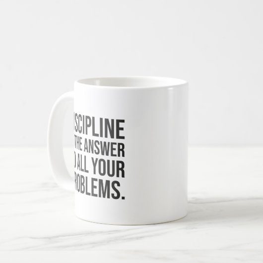 Disziplin ist die Antwort, Gym, Hustel, Erfolg Kaffeetasse (Vorderseite Links)