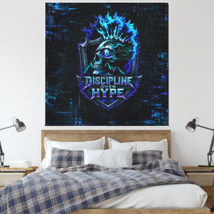 Disziplin statt Hype Bitcoin Blau Cyber Grunge  Leinwanddruck