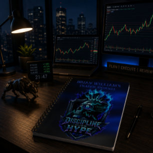 Disziplin statt Hype Blaues Glühen Bitcoin Krypto Notizblock