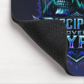 Disziplin statt Hype Blaues Leuchten Bitcoin Krypt Mousepad (Ecke)