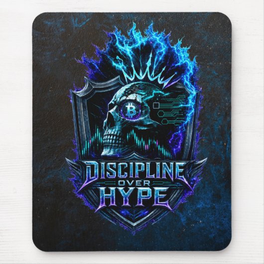 Disziplin statt Hype Blue Grunge Bitcoin Mousepad (Vorne)