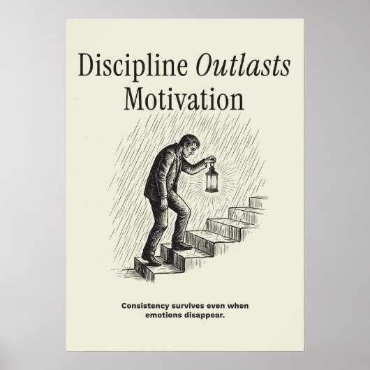 Disziplin überdauert Motivation Poster (Vorne)