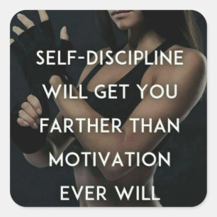 Disziplin vs. Motivation - Frauenym-Inspiration Quadratischer Aufkleber