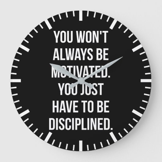 Disziplin vs. Motivation - Inspiration Große Wanduhr (Vorderseite)