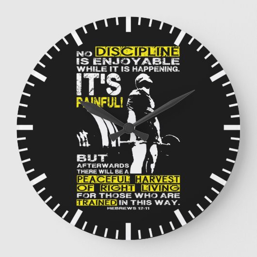 DISZIPLINIE - Abbruch der Stilllegung Motivierend Große Wanduhr (Vorderseite)