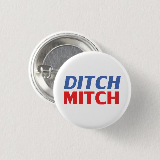 Ditch Mitch rot-blau-moderne Typografie lustig Button (Vorne & Hinten)