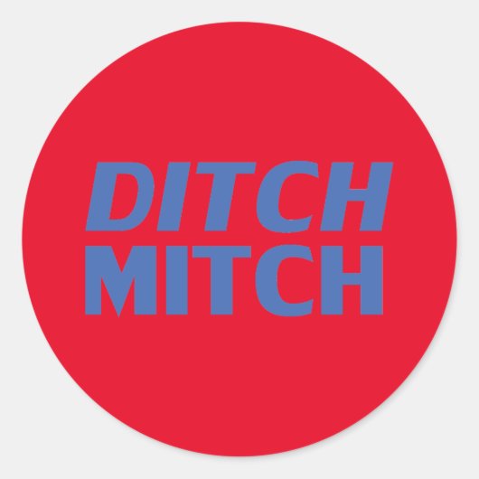 Ditch Mitch rot-blau-moderne Typografie lustig Runder Aufkleber (Vorderseite)
