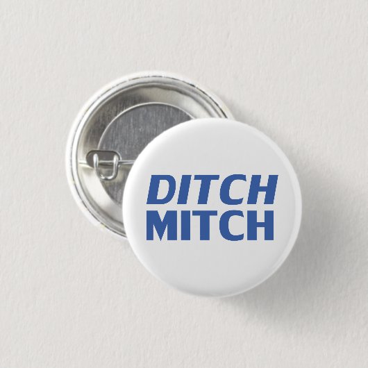 Ditch Mitch weiß blau-moderne Typografie lustig Button (Vorne & Hinten)