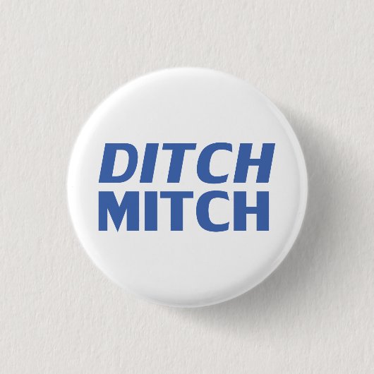 Ditch Mitch weiß blau-moderne Typografie lustig Button (Vorderseite)