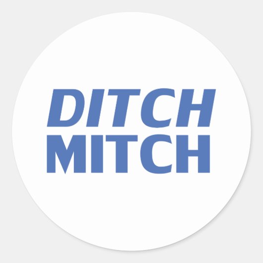 Ditch Mitch weiß und blau-modern typografisch witz Runder Aufkleber (Vorderseite)