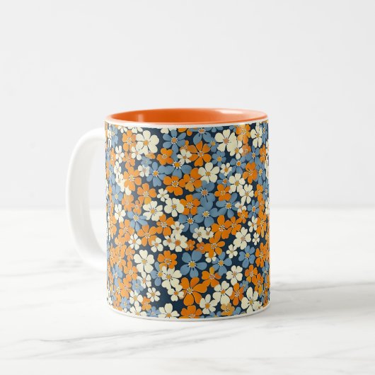 Ditsy Blume Pattern Zweifarbige Tasse (Vorderseite Links)