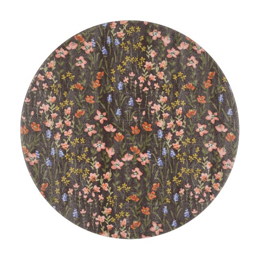 Ditsy-Blume: Vintages Mille-Fleur-Muster Schneidebrett (Vorderseite)