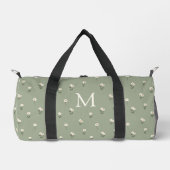 Ditsy-Blumen-Boho-Wildblumen-Sagegrün-Monogramm Duffle Bag (Vorderseite)