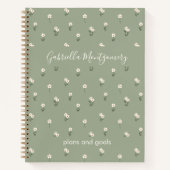 Ditsy-Blumen-Boho-Wildblumen-Sagegrün-Name-Text Notizblock (Vorderseite)
