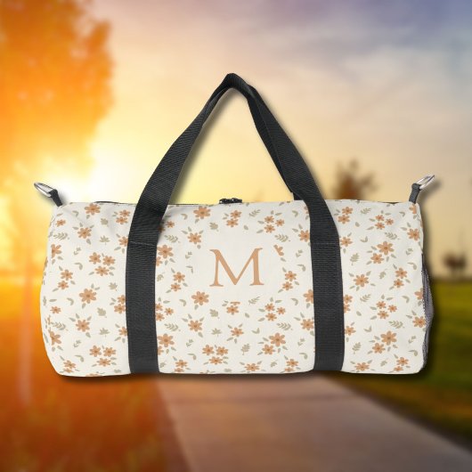 Ditsy-Blumen-Boho-Wildflower-Beige-Mädchen-Monogra Duffle Bag
