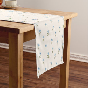 Ditsy-Blumen-Cottagecore-Boho-Wildflower-Blau Kurzer Tischläufer