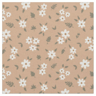 Ditsy-Blumen-Cottagecore-Boho-Wildflower-Tan-Braun Stoff