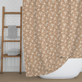 Ditsy Blumen Cottagecore Zarte Wildblumen Braun Duschvorhang