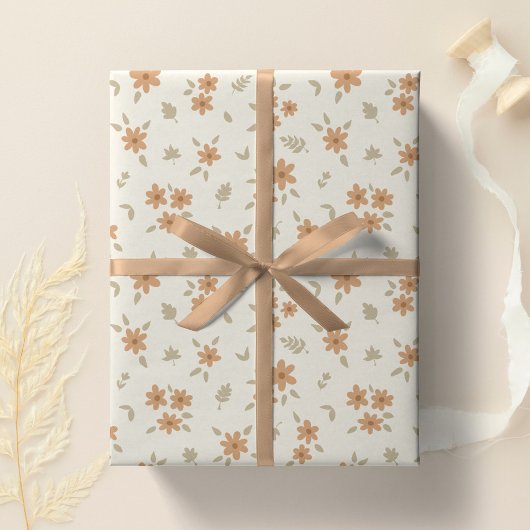 Ditsy-Blumen-Landhausstil-Boho-Wildblumen-Neutral Geschenkpapier