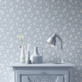 Ditsy-Blumenmuster Coastal Cottagecore Blassblau Tapete