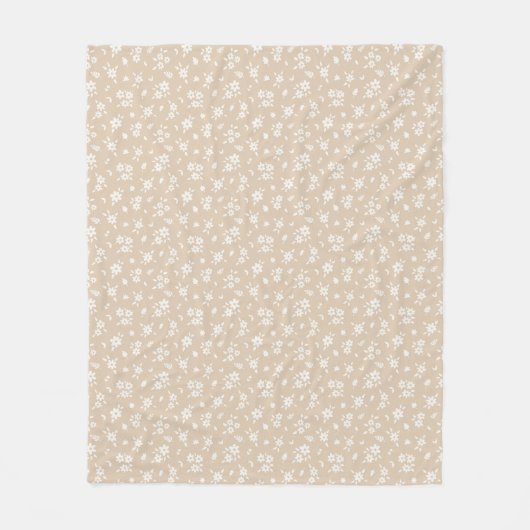 Ditsy-Blumenmuster gedämpft neutrales blasses Tan Fleecedecke (Vorderseite)