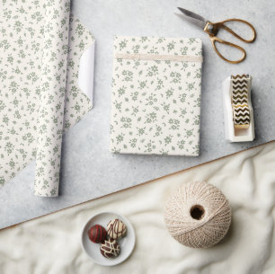 Ditsy-Blumenmuster gedämpft neutrales Cottagecore Geschenkpapier