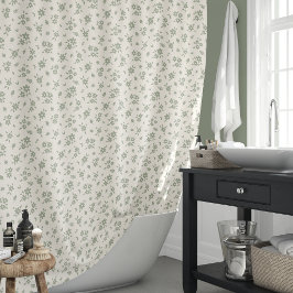 Ditsy-Blumenmuster gedämpfte neutrale Cottagecore  Duschvorhang