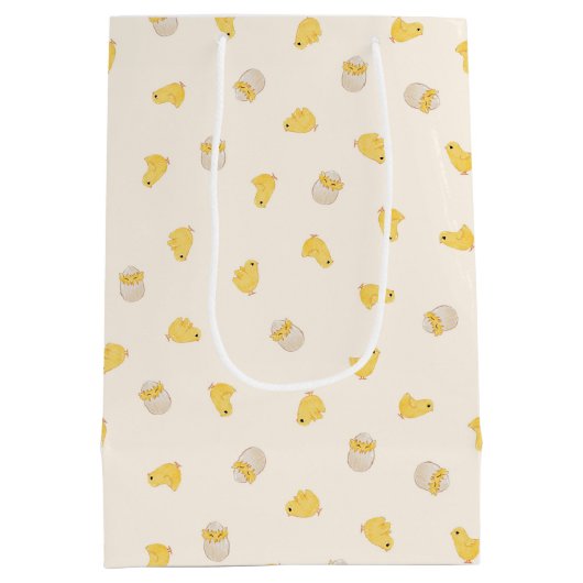 Ditsy Chicks (Old Lace) - Niedliches Vogelmuster Mittlere Geschenktüte (Rückseite)