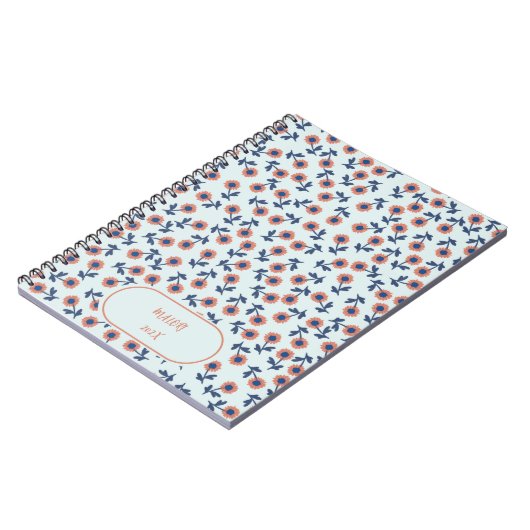 Ditsy Coral Daisies – Mini Floral Seamless Pattern Notizblock (Linke Seite)